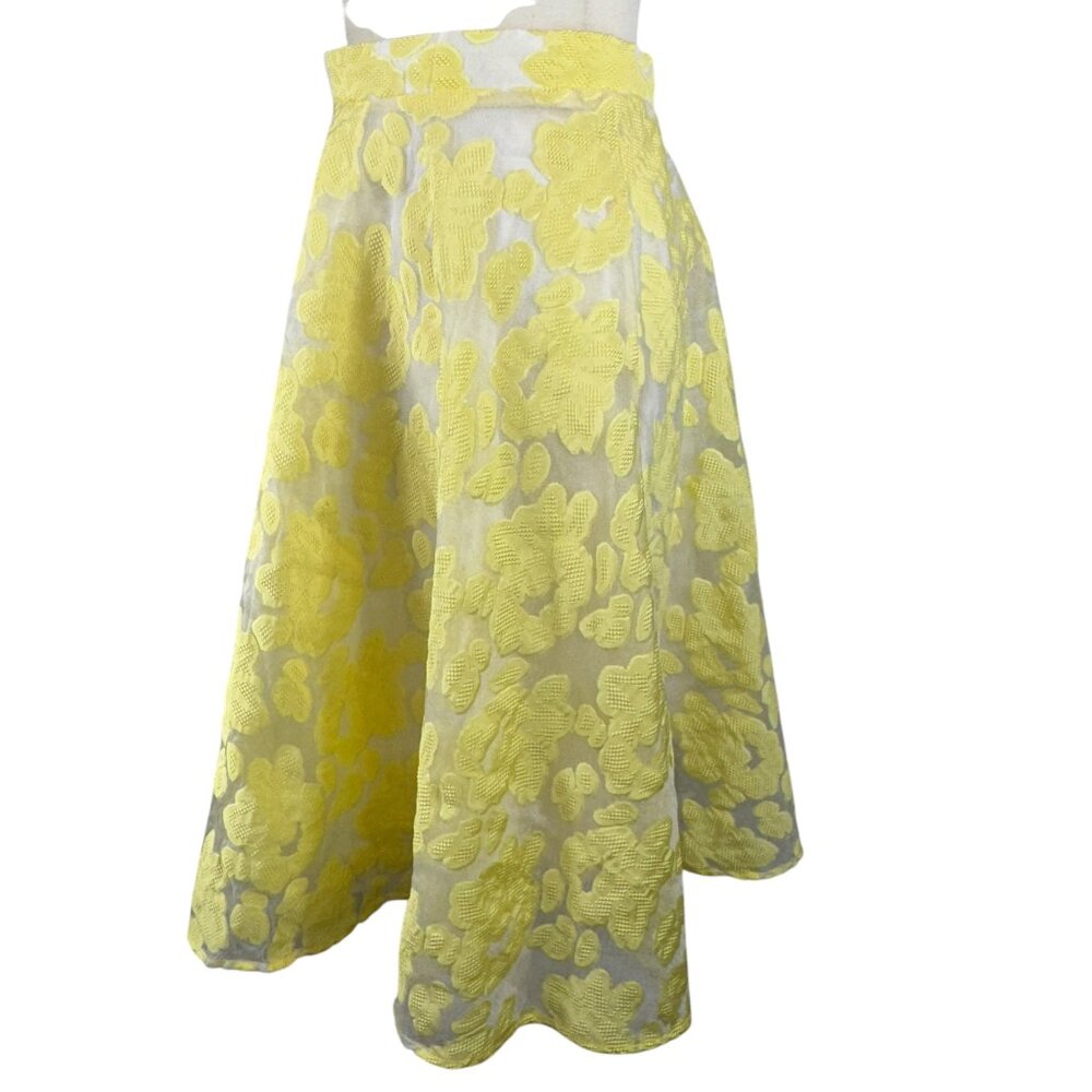 Francesca’s Birdcage Yellow & White Floral Embroidered Skirt | Size Small - Picture 2 of 7